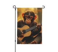 Drapeau de jardin printanier du singe jouant de la guitare - Décoration extérieure vibrante pour votre porche, cour et terrasse - Parfait pour le printemps, l'été et toute l'année 71,1 x 101,6 cm
