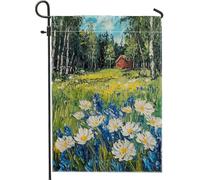 Drapeau de jardin printanier et été, marguerite bleue, décoration extérieure, bannière de pelouse inspirée de la nature, œuvre d'art double face pour décoration de la maison 30,5 x 45,7 cm
