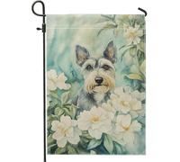 Drapeau de jardin printanier et été, motif chien schnauzer gris, décoration d'intérieur, décoration de pelouse en toile de jute double face, drapeaux commémoratifs pour animaux extérieurs, 30,5 x 45,7