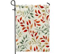 Drapeau de jardin printanier feuilles botanique moderne beauté aquarelle graphique neutre rouge vert lin panneau décoration maison décoration murale extérieur patio intérieur maison premium taille