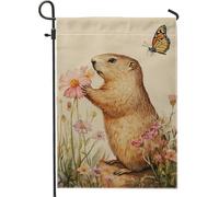 Drapeau de jardin printanier, joli motif floral et papillon, décoration extérieure, drapeau double face en toile de jute pour pelouse et décoration d'intérieur, 30,5 x 45,7 cm