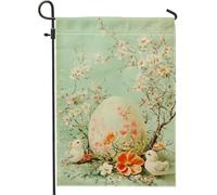 Drapeau de jardin printanier pastel, beau motif floral d'œuf, décoration extérieure, drapeau de patio double face pour célébration de Pâques, décoration de pelouse sur le thème de