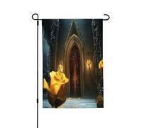 Drapeau de jardin printanier « The Rose in the Fairy Tale World » - Drapeaux de cour vibrants pour l'extérieur, décoration extérieure printanière parfaite et décorations de cour de Pâques