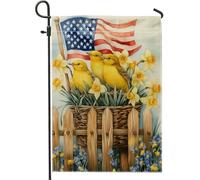 Drapeau De Jardin Printemps Avec Des Oiseaux Jaunes Et Des Fleurs D'Amérique Drapeau De Bienvenue Antifouling Pride Flag Couleurs Vives Garden Flag Pour Pavillon Home Pelouse 30X45Cm