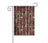 Drapeau de jardin rayé romantique rose Halloween 30 x 45 cm vertical double face ferme vacances décorations extérieures drapeau cour drapeau