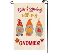 Drapeau De Jardin Reconnaissant Avec Mes Gnomes Thanksgiving Automne Citrouilles Automne 30X45Cm Drapeau De Bienvenue Couleurs Éclatantes Suspendre Décoration Bannière Pour Dortoirs