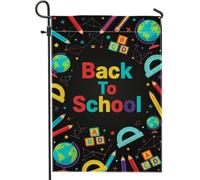 Drapeau de jardin, règles éducatives ludiques pour retour au campus - Noir - Double face en toile de jute - Drapeaux décoratifs pour extérieur, terrasse, pelouse, porche, balcon - 30,5 x 45,7 cm