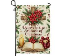 Drapeau de jardin religieux avec citation miracle de Noël 30,5 x 45,7 cm