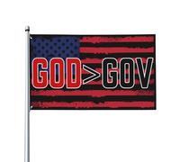 Drapeau de jardin religieux et politique « Dieu est plus grand que le gouvernement » de 90 cm x 1,5 m avec œillets
