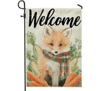 Drapeau de jardin renard d'automne - Bannière de bienvenue en toile de jute - Double face - Décoration d'intérieur - Décoration saisonnière de pelouse - 30,5 x 45,7 cm
