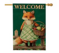 Drapeau de jardin renard d'automne - Bannière de cour en toile de jute - Motif renard mignon orange avec fruits - Décoration extérieure saisonnière pour la décoration de la maison - 71 x 101 cm
