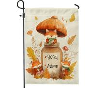 Drapeau de jardin renard d'automne, décoration d'animaux de la forêt, drapeau double face en toile de jute pour décoration de pelouse, récolte florale, décoration d'intérieur, 30,5 x 45,7 cm