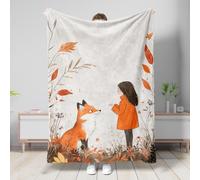 Drapeau de jardin renard d'automne et fille, décoration de la forêt orange, drapeaux d'automne pour la maison, drapeau de cour double face en toile de jute, décoration de pelouse extérieure, 152,4 x
