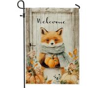 Drapeau de jardin renard d'automne - Joli renard orange avec citrouilles - Décoration extérieure - Bannières saisonnières d'automne pour la maison et la pelouse - Drapeau de bienvenue rustique - 30,5