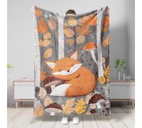 Drapeau de jardin renard de la forêt d'automne, décoration d'animaux de la forêt orange, drapeau de cour double face en toile de jute pour décoration de pelouse extérieure 127 x 152,4 cm