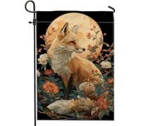 Drapeau de jardin renard floral d'automne, décoration de la faune orange, bannière extérieure double face en toile de jute, décoration de pelouse d'automne pour la maison et le jardin, 30,5 x 45,7 cm