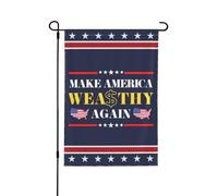 Drapeau de jardin « Rendez l'Amérique riche à nouveau » 12 x 18 - Panneau de jardin patriotique double face pour décoration intérieure, mât inclus