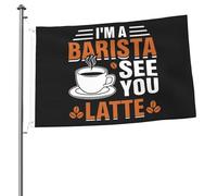 Drapeau De Jardin Renforcé Drapeaux Café, Je Te Vois Latte Avec Œillets Bruant Pour Intérieur Bar Extérieur 90X150Cm