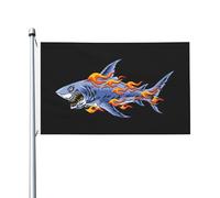 Drapeau de Jardin Requin féroce Drapeaux 90X150cm | Couleurs Vives Bannière Extérieure Personnalisé Drapeau de Pirate pour Restaurant Bar Événements