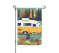 Drapeau de jardin résistant à la décoloration avec motif bus heureux pour toutes les saisons, décoration extérieure pour porches