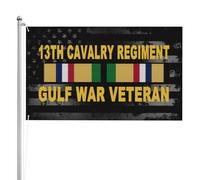 Drapeau De Jardin Résistants Aux Intempéries Drapeaux Vétéran De La Guerre Du Golfe Du 13E Régiment De Cavalerie De L'Armée Américaine Double Couture Bannière Extérieure Pour Jardin 90X150Cm