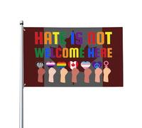 Drapeau De Jardin Résistants Aux Intempéries, La Haine N'Est Pas La Bienvenue Ici Rainbow Canada Lgbtq Double Couture Bruant Pour Anniversaire Décoration Drapeaux 90X150Cm