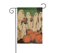Drapeau de jardin rétro avec fantômes tenant de la bière - 30 x 45 cm - Vertical double face - Décoration extérieure de ferme