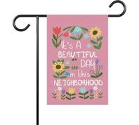 Drapeau de jardin rétro avec inscription « It's A Beautiful Day In This Neighborhood »