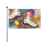 Drapeau de jardin rétro coloré imprimé patins à roulettes, 9,1 x 1,5 m, drapeau extérieur double face, bannière décorative pour extérieur, cour, pelouse, porche, balcon, décoration de jardin