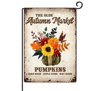 Drapeau de jardin rétro d'automne - Automne de ferme - Drapeaux rustiques de récolte, citrouilles, cour pour porche, pelouse, décoration d'intérieur, drapeau de jardin saisonnier 30,5 x 45,7 cm