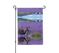 Drapeau de jardin rétro de champs de lavande - 71,1 x 101,6 cm (léger) - Impression intégrale vive pour cour, jardin, terrasse ou porche