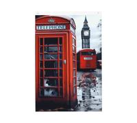 Drapeau de jardin rétro de l'Angleterre Royaume-Uni avec téléphone de Londres - 61 x 91 cm - Ne se décolore pas - Double face - Bannière d'extérieur pour cour, porche, pelouse