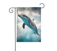 Drapeau de jardin réversible drôle de dauphin qui vous regarde 30 x 45 cm, drapeaux de décoration de Noël en plein air, drapeau de cour durable