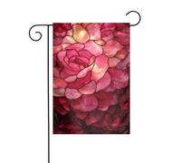 Drapeau de jardin romantique et esthétique en verre teinté - Pétale de rose - 30 x 45 cm - Double face - Pour ferme, vacances, extérieur, décoration extérieure