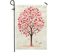Drapeau de jardin romantique fantaisiste en toile de jute rouge printemps double face pour extérieur, pelouse, porche, terrasse, entrée, 30,5 x 45,7 cm