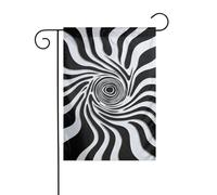 Drapeau de jardin rond abstrait noir et blanc à motif spirale 30 x 45 cm vertical double face ferme vacances décorations extérieures drapeau de cour