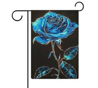 Drapeau de jardin rose bleue en toile de jute double face 30,5 x 45,7 cm