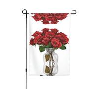 Drapeau de jardin Roses rouges 30,5 x 45,7 cm - Drapeau décoratif en polyester imprimé double face durable pour cour, terrasse et balcon