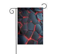 Drapeau de jardin rouge brillant avec formes géométriques noires - 30 x 45 cm - Double face - Pour ferme, vacances, extérieur, décoration extérieure