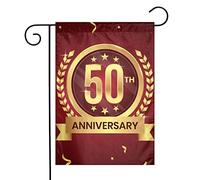 Drapeau de jardin rouge pour 50e anniversaire de mariage, 30 x 45 cm, double face, décoration pour jardin ou maison