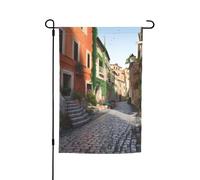 Drapeau de jardin Rue d'Italie 12x18 po Impression recto verso Drapeaux de jardin Drapeau de vacances intérieur ou extérieur pour bannière extérieure Toile de fond photo pour décoration intérieure