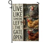 Drapeau de jardin rustique avec citation amusante de poulet 30,5 x 45,7 cm