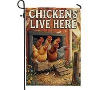 Drapeau de jardin rustique avec citation de poulet 30,5 x 45,7 cm | Scène de grange de ferme, drapeau de cour, style campagnard rustique, décoration accueillante, impression double face vive