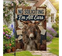 Drapeau de jardin rustique avec inscription « No Soliciting » - 30,5 x 45,7 | Citation humoristique, drapeau de cour, fond en bois rustique, décoration de ferme, résistant aux intempéries