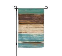 Drapeau de jardin rustique imprimé planche de bois 30,5 x 45,7 cm toutes saisons décoration extérieure pour cour, patio, porche et pelouse drapeau