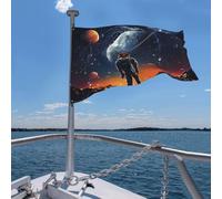 Drapeau de jardin saisonnier 4 x 6 pieds Explorateurs de l'espace et planètes Drapeau saisonnier de printemps pour la décoration extérieure des fêtes