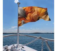 Drapeau de jardin saisonnier 4 x 6 pieds, plumes dorées et oranges, drapeau saisonnier de printemps pour décorations de vacances en plein air