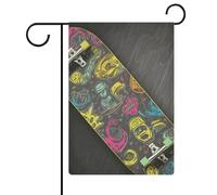 Drapeau de jardin saisonnier (47 x 32 cm) double face graffiti skateboard imprimé quatre saisons décoration extérieure cour ferme vacances jardin décoration