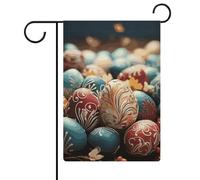 Drapeau de jardin saisonnier (47 x 32 cm) double face « Happy Easter » imprimé quatre saisons pour extérieur, cour, ferme, vacances, jardin