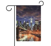 Drapeau de jardin saisonnier (47 x 32 cm) double face imprimé nuit de New York quatre saisons décoration extérieure cour ferme vacances jardin décoration